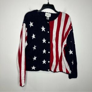 Christopher & Banks American flag cardigan sweater patriotic womens XL stars USA